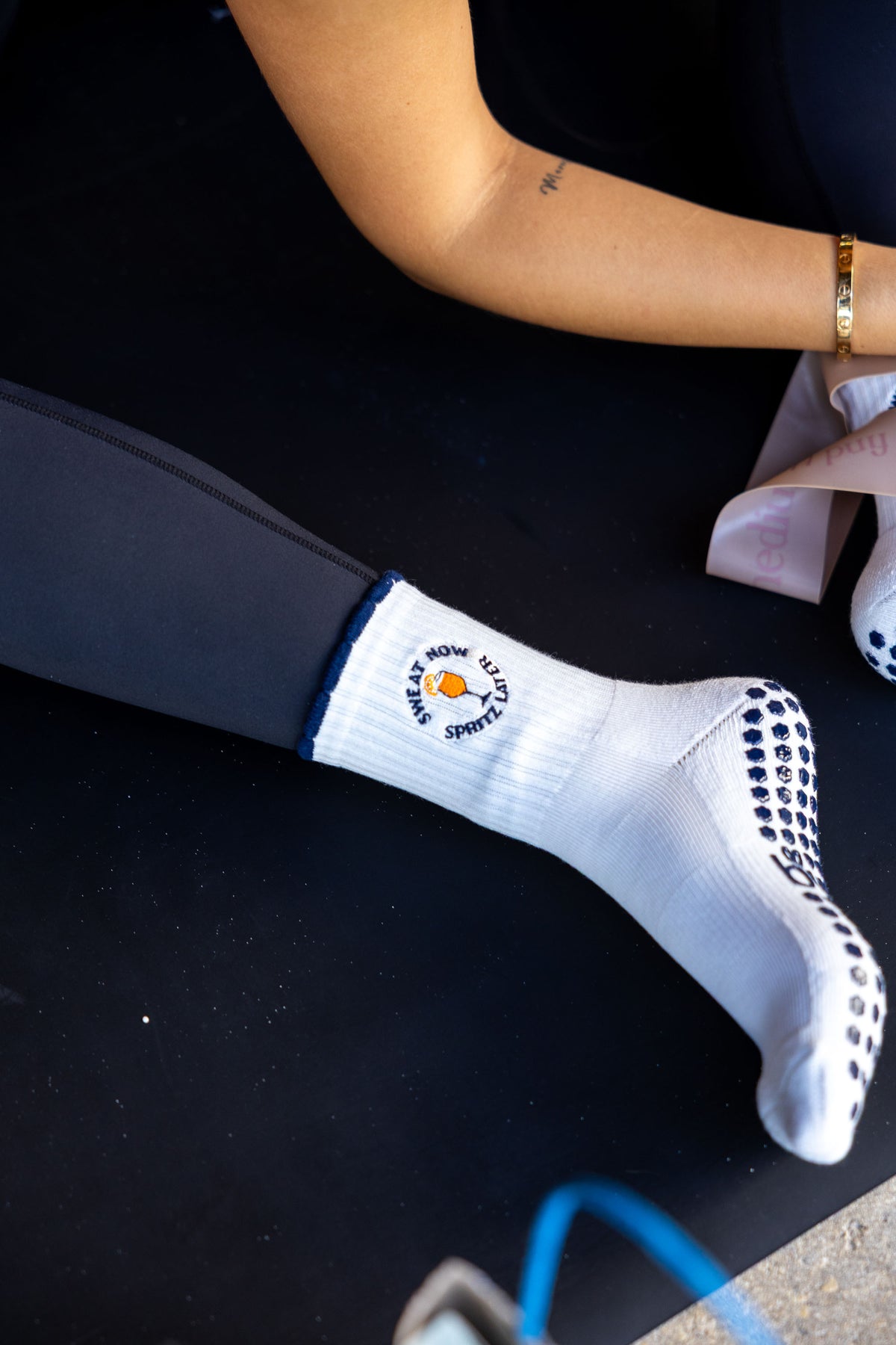 Sweat Now, Spritz Later Grip Socks