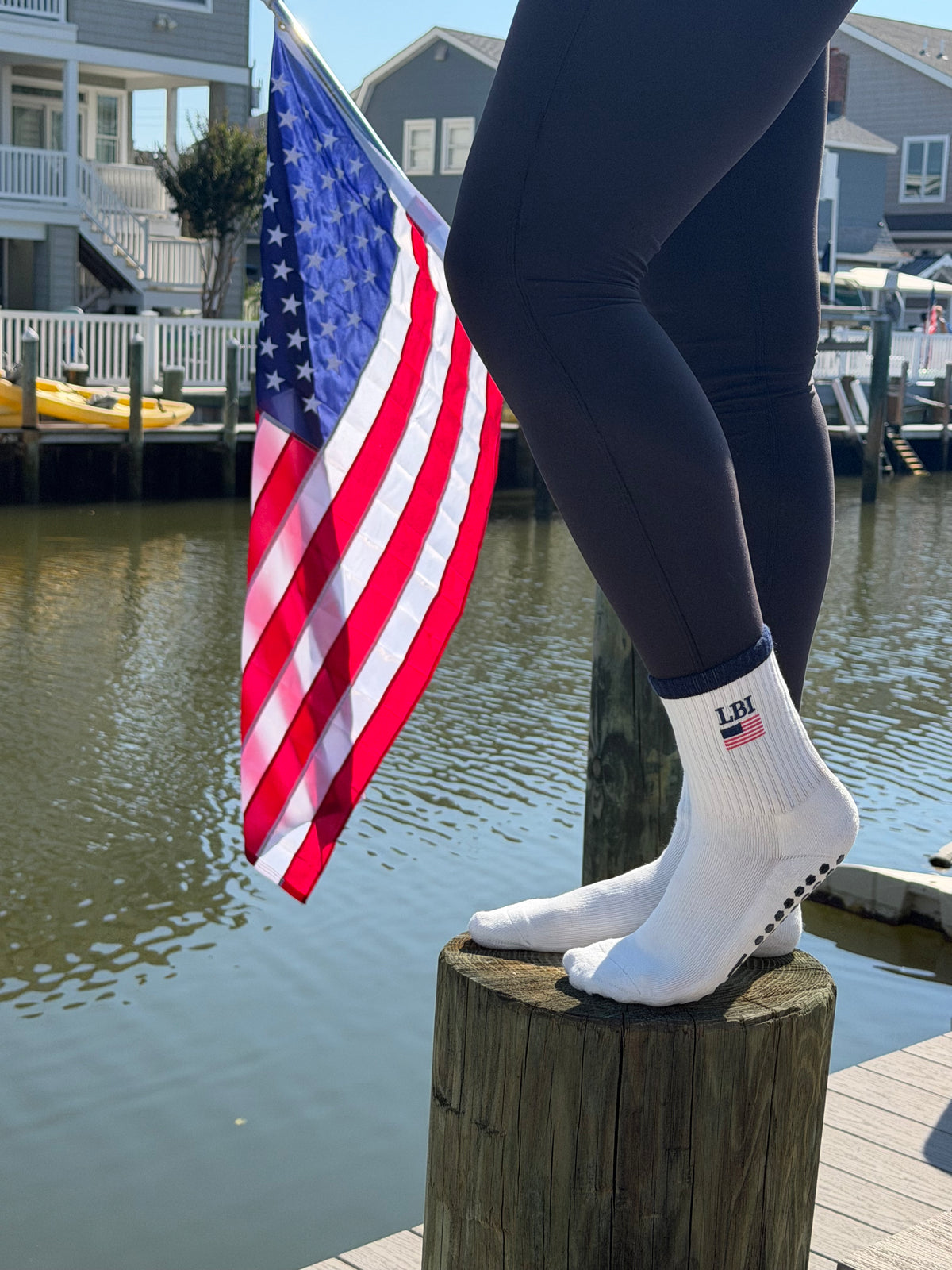 LBI American Flag Grip Socks